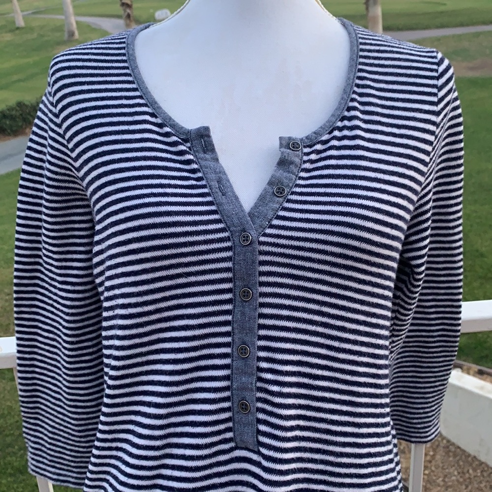 Anthropologie Postmark blue and white strip midi dress large - Picture 6 of 9